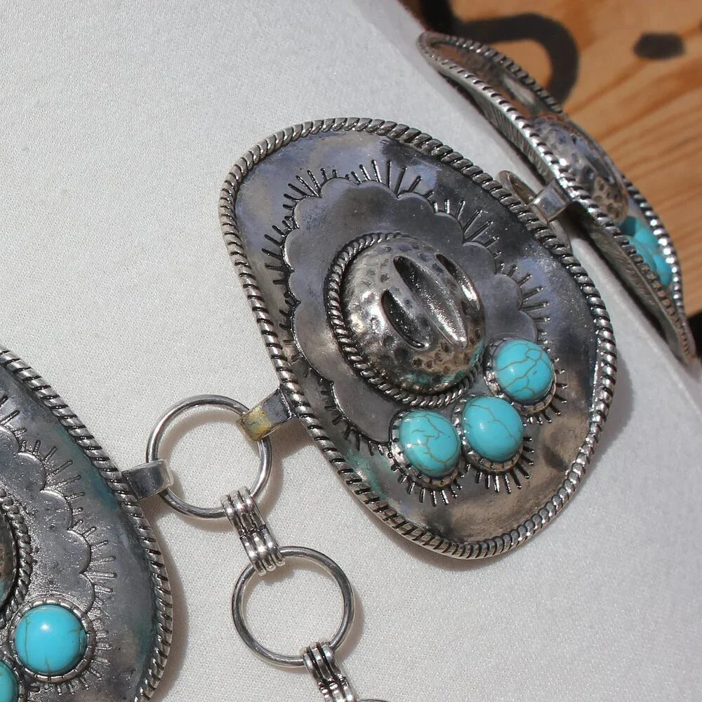 Southwest Sombrero Hat Medallion Belt - Size L/XL